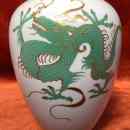 7 000.-ft * Zöld sárkánymintás porcelán váza Shau bach kunst (22 cm magas) 200507_145